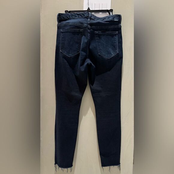 MOTHER The Looker High Waist Ankle Fray Last Call Dark Blue Jeans Size 30 - Picture 3 of 11